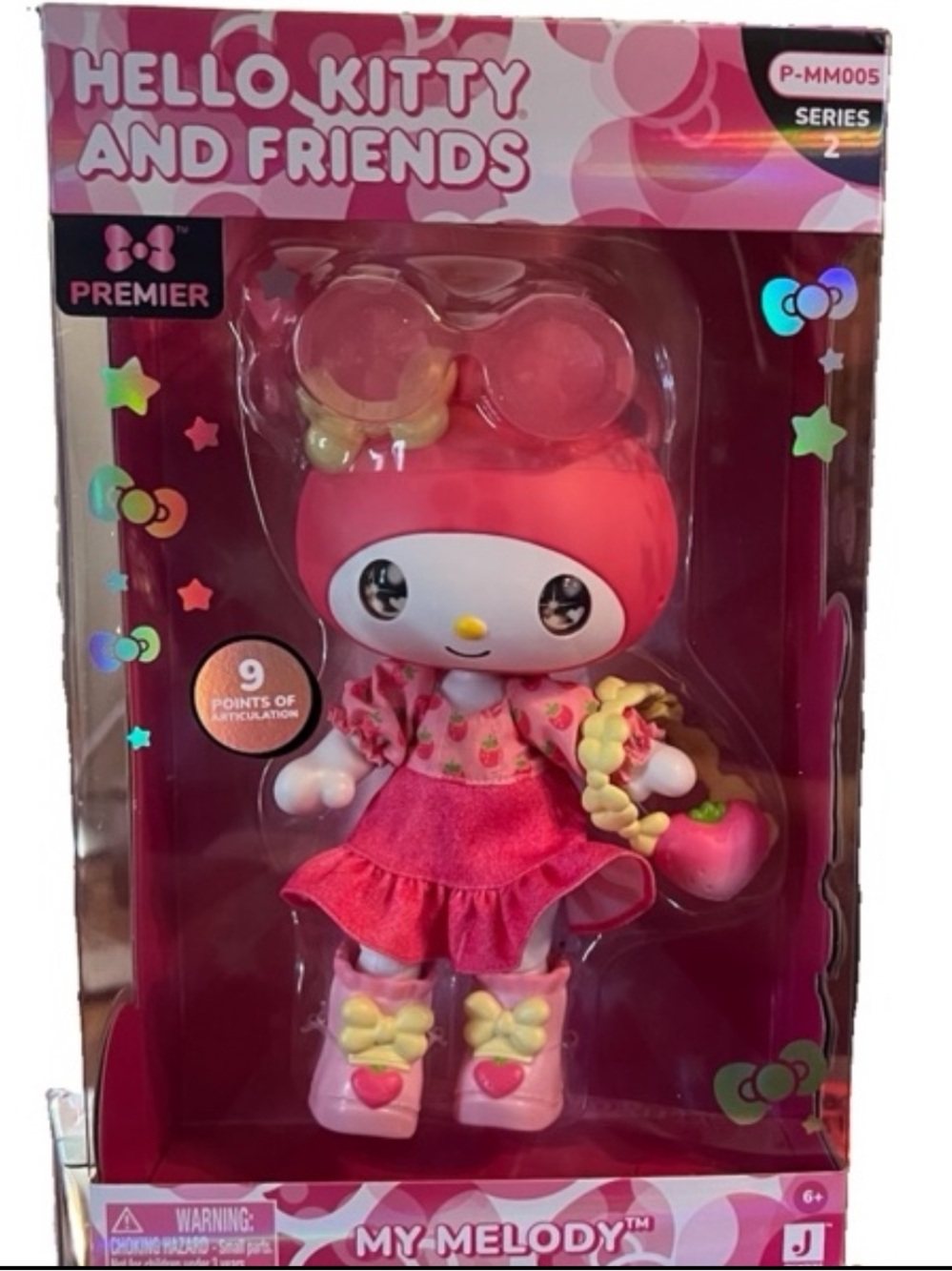 Hello Kitty My Melody 8” Doll with Strawberry Outfit - Sticker on Back